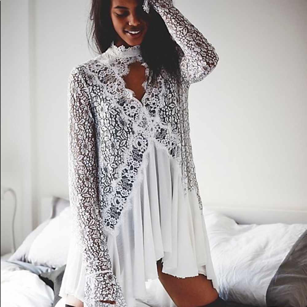 Free People Secret Origins Pierced Lace Tunic
